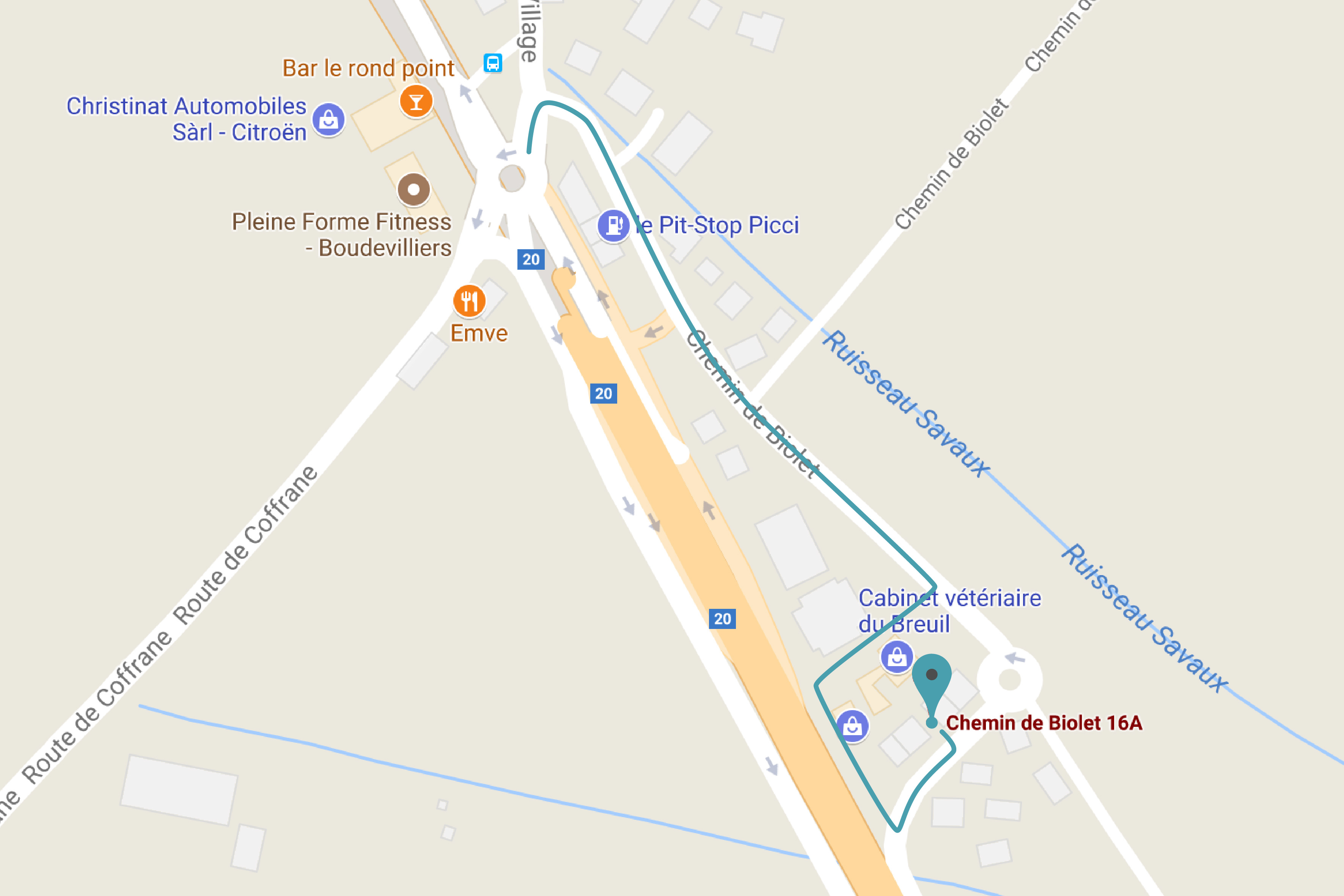 Accès en voiture chez NairJ Pilates à Boudevilliers